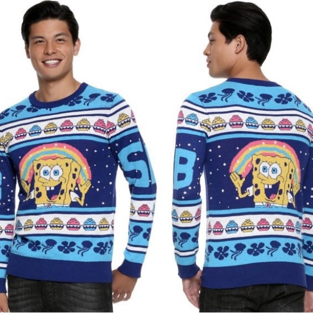 Spongebob Squarepants NWT! Young Men'S Krabby Patty Christmas Sweater Size SM